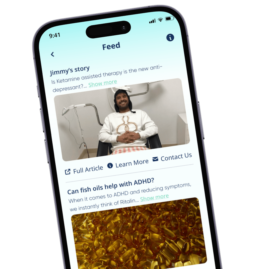 Pleaze feed with posts such as “Jimmy’s story” and “Can fish oils help with ADHD?”